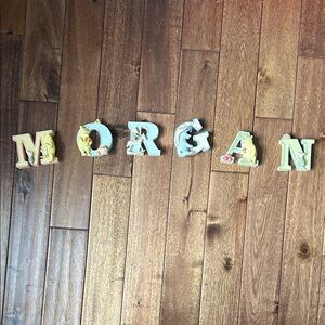 Classic Pooh Disney Ceramic Letter Set spelling MORGAN - wall mounted or shelf